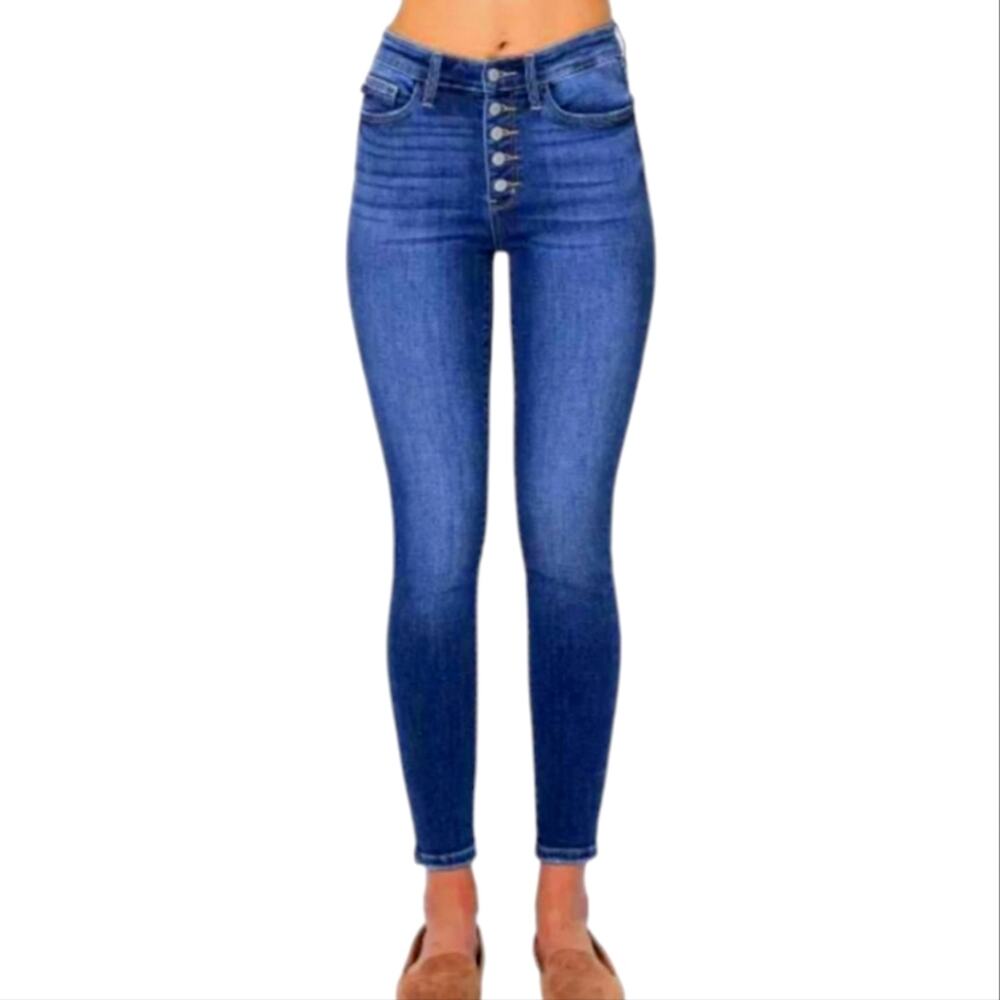 Calvin Klein High Rise Skinny Button Fly Dark Blue Denim Jeans Plus‎ Size 20W
